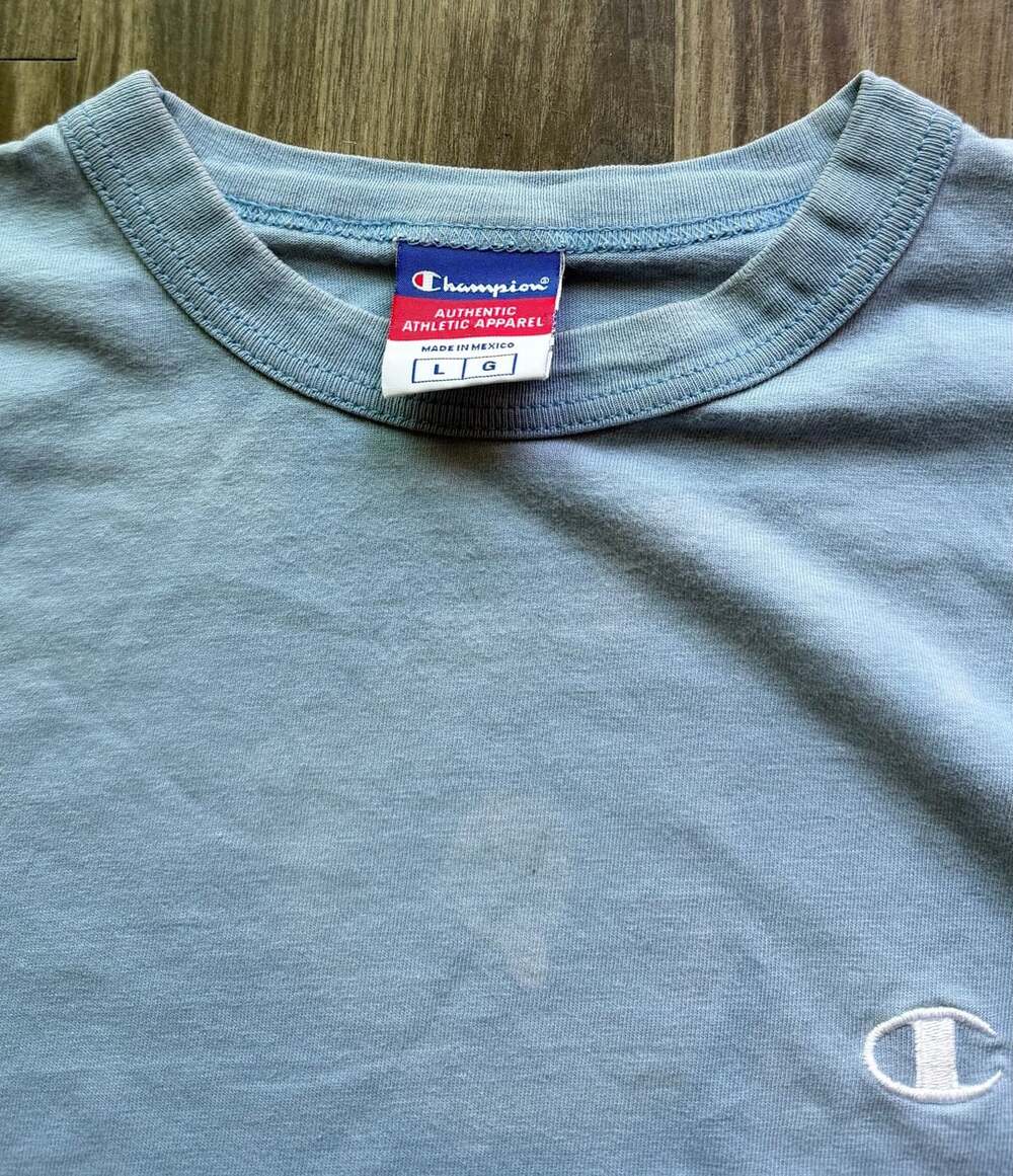 Champion T-Shirt Blue Embroidered Logo Short Sleeve Crewneck